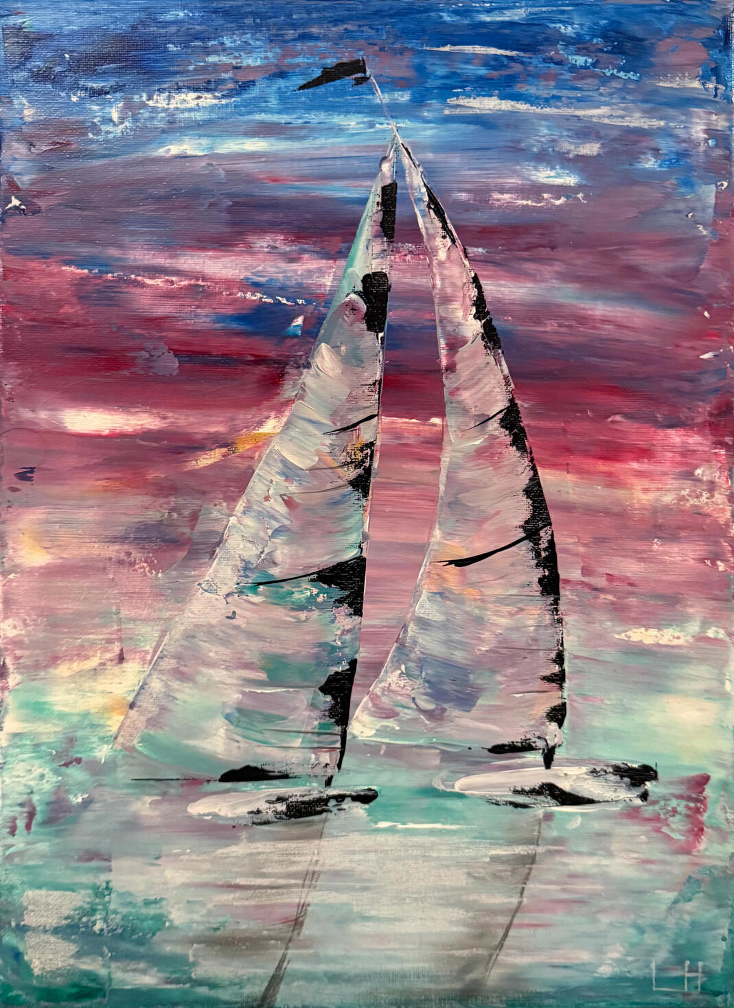 Sailing Together (SOLD) 2025 | Acrylic on Canvas | 40 x 30cm