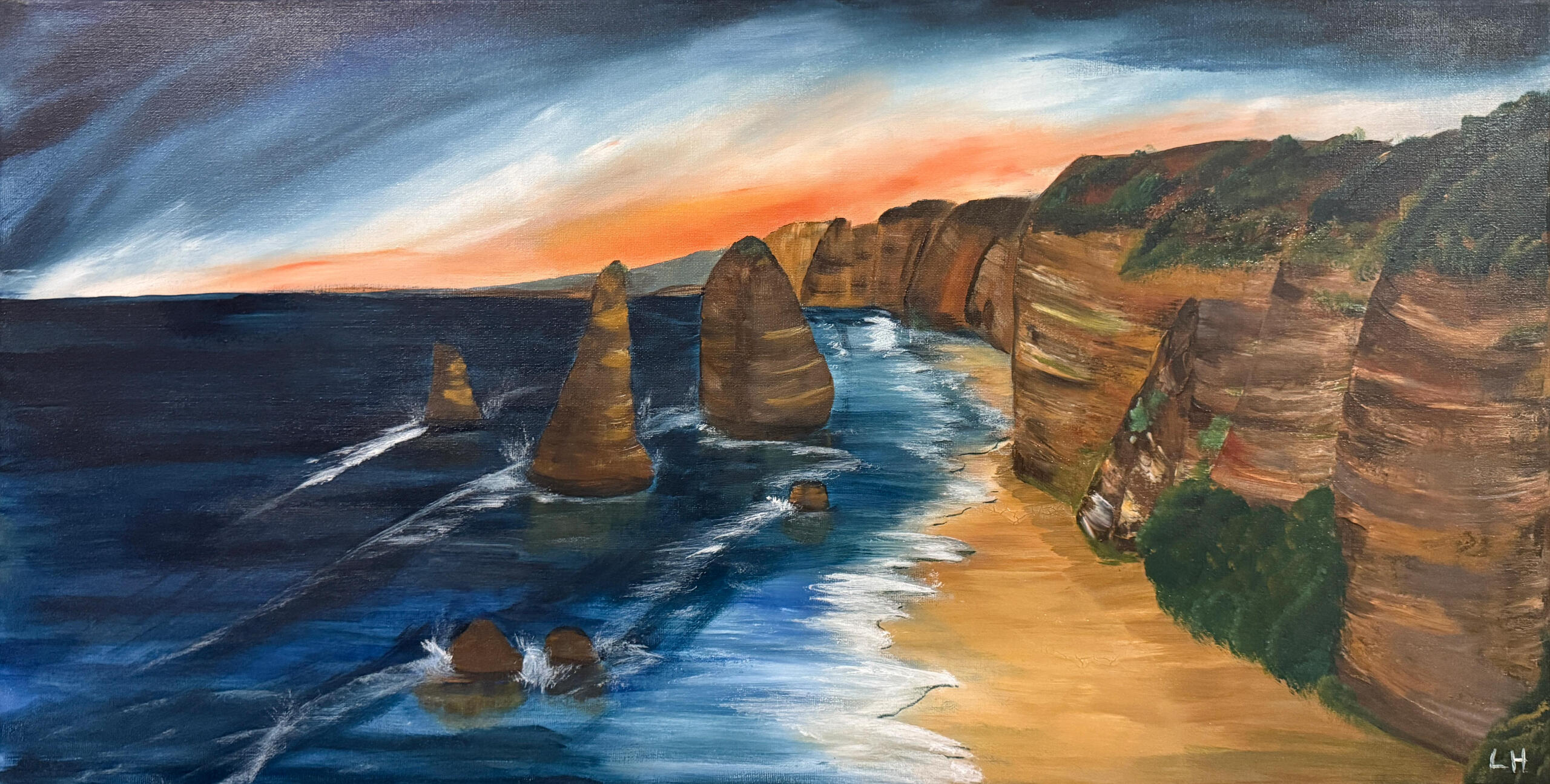 The Twelve Apostles 2025 | Acrylic on Framed Wood | 80x 40cm
